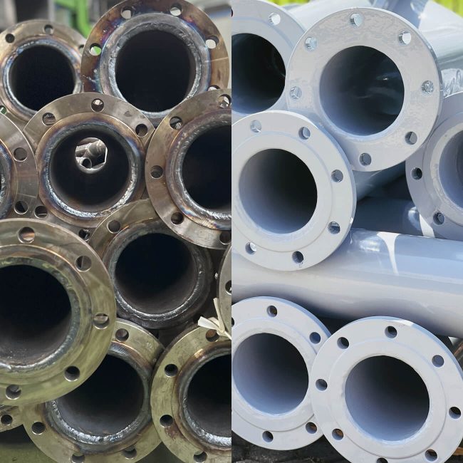 protezione dei tubi in metallo dalla corrosione galvanica con il rivestimento plastico Rilsan